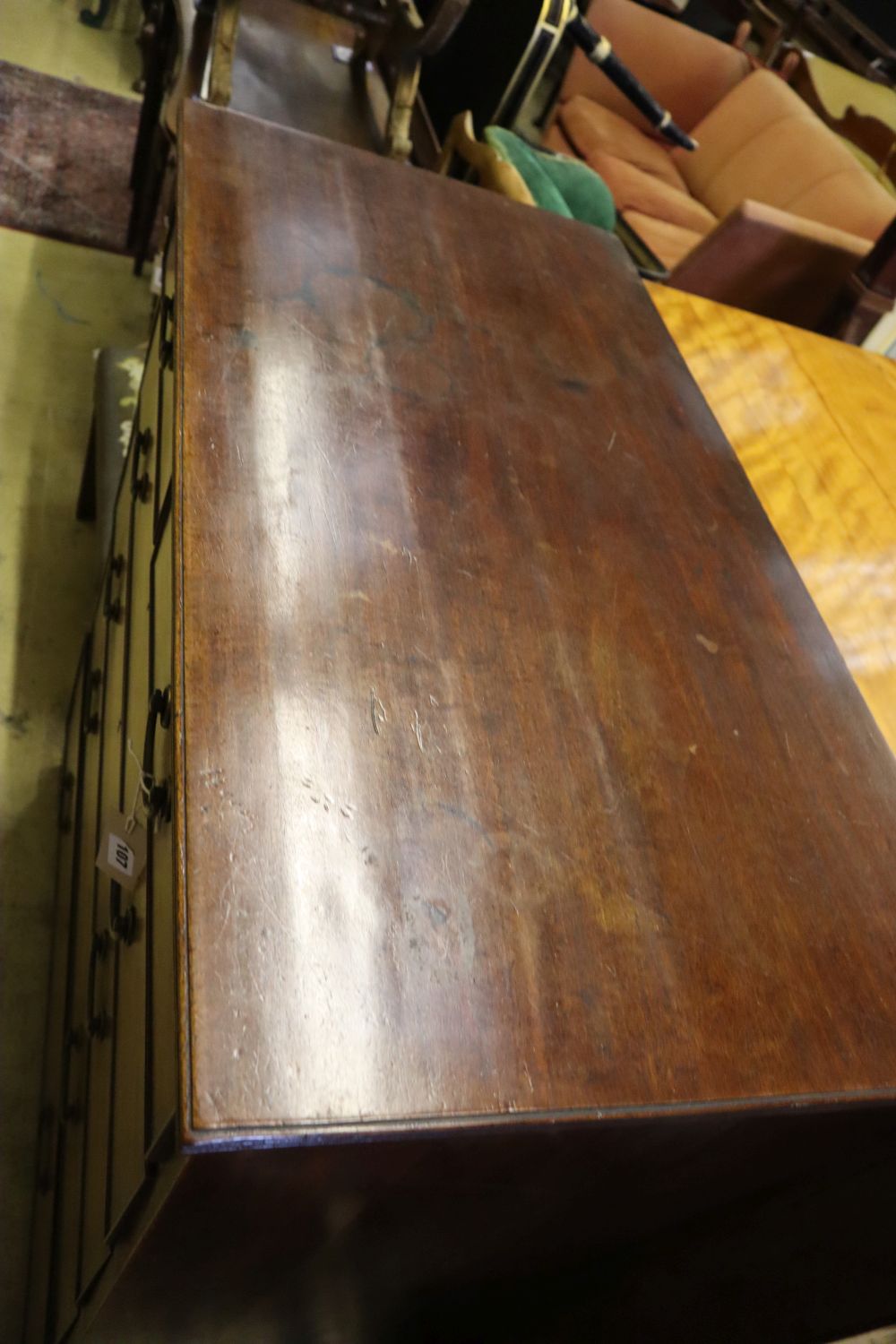 A George III mahogany chest of six drawers, width 102cm, depth 52cm, height 118cm